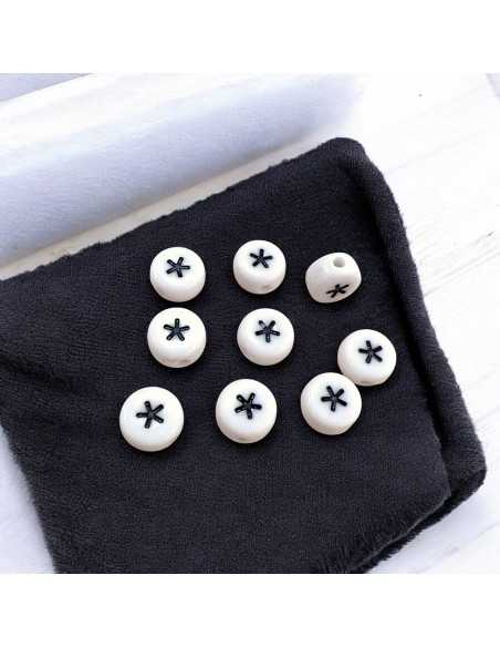 Perline con Simboli neri in Plastica bianca 7mm 12pz | GDO