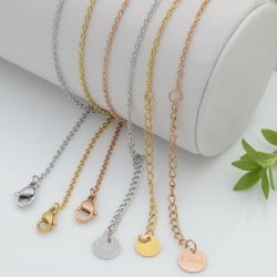 Collana base acciaio maglia ovale 0.4x1.7x2mm 40+5cm colori assortiti