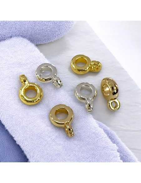 Ganci porta ciondoli rondella foro 3.3mm ottone placcato oro/argento 4pz | GDO