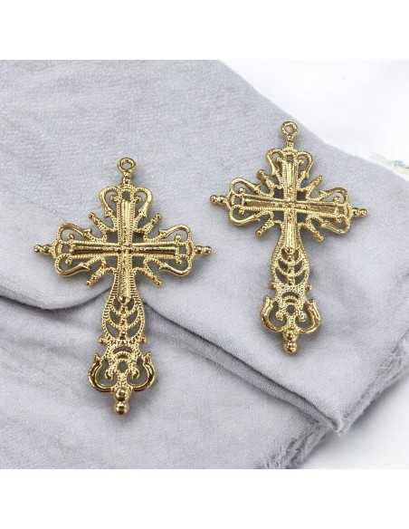Ciondolo croce metallo fantasia colore misto 63x42mm 1pz | GDO