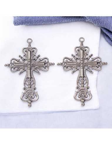 Ciondolo croce metallo fantasia colore misto 63x42mm 1pz | GDO