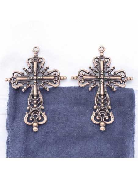 Ciondolo croce metallo fantasia colore misto 63x42mm 1pz | GDO