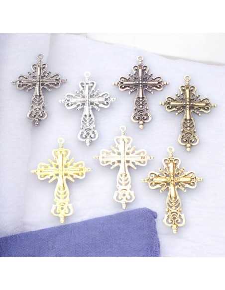 Ciondolo croce metallo fantasia colore misto 63x42mm 1pz | GDO