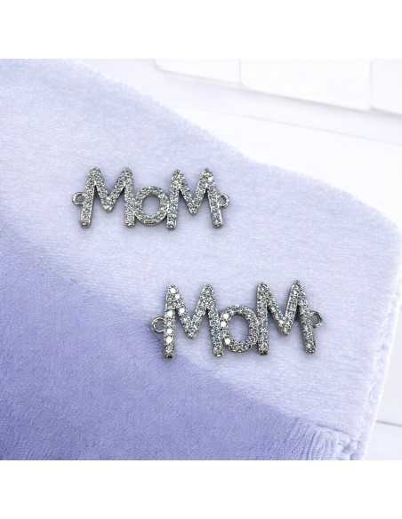 Connettore Mom in ottone con strass 28x12mm 1pz Gioie d'Oriente