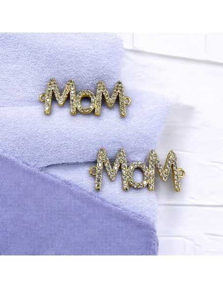 Connettore Mom in ottone con strass 28x12mm 1pz Gioie d'Oriente