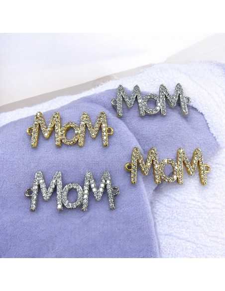 Connettore Mom in ottone con strass 28x12mm 1pz Gioie d'Oriente