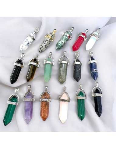 Ciondolo punta esagonale cristallo sintetico vari colori 40x12mm | GDO