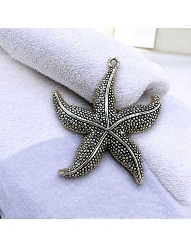 Pendente stella marina zamak argento antico 44x46 mm 1pz Gioie d'Oriente