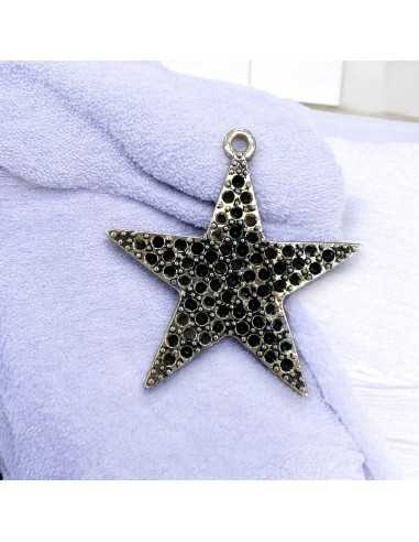 Ciondolo Stella bucherellata in metallo argento antico 55mm 1pz | GDO