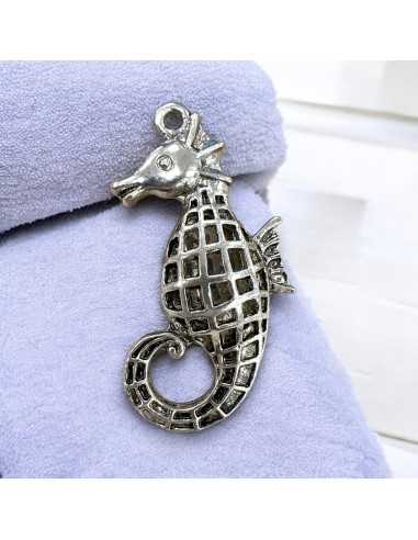 Ciondolo 3D Cavalluccio Marino metallo argento anticato 21x41mm 1pz | GDO