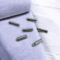 Terminali cilindrici acciaio foro 0.8mm lunghi 7mm oro rosé acciaio 6pz 2
