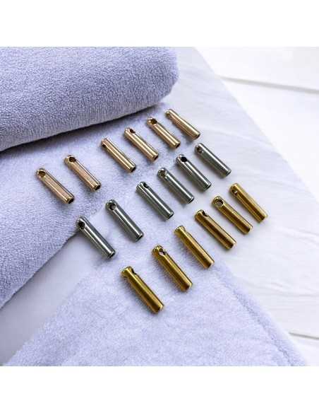 Terminali cilindrici acciaio foro 0.8mm lunghi 7mm oro rosé acciaio 6pz