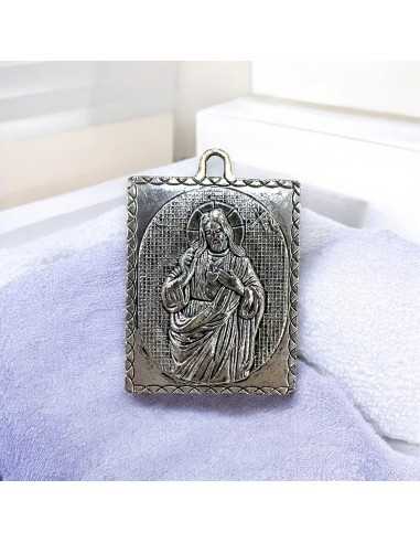 Ciondolo rettangolare con immagine religiosa in rilievo in metallo 32x45mm 1pz | GDO