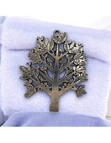 Ciondolo a forma di Albero con foglie incise in metallo 60x70mm 1pz | GDO