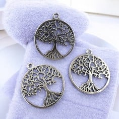 Ciondoli Albero della vita in metallo argento 25x28 mm 4pz Gioie d'Oriente