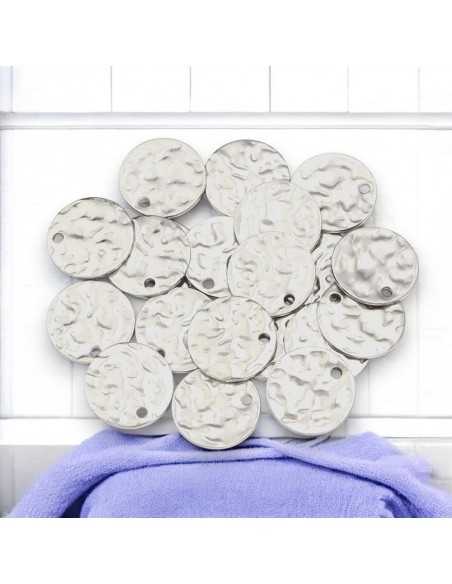 Medagliette tonde martellate in acciaio rodio 8 e 10 mm 6pz Gioie d'Oriente
