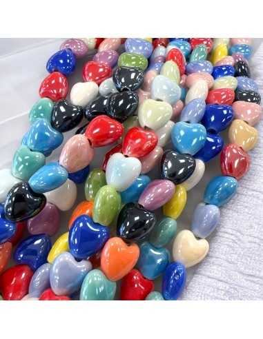Perle a forma di Cuore in Ceramica smaltata colore Mix 10x10mm 30pz | GDO