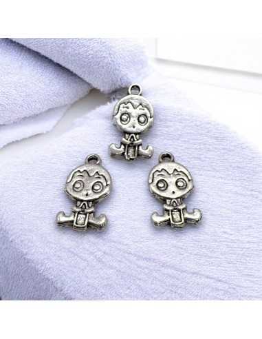 Ciondolo bimbo in metallo argento 24x13mm 3pz Gioie d'Oriente
