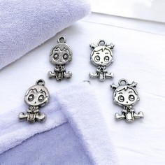 Ciondolo bimba in metallo argento 24x13mm 3pz Gioie d'Oriente 2