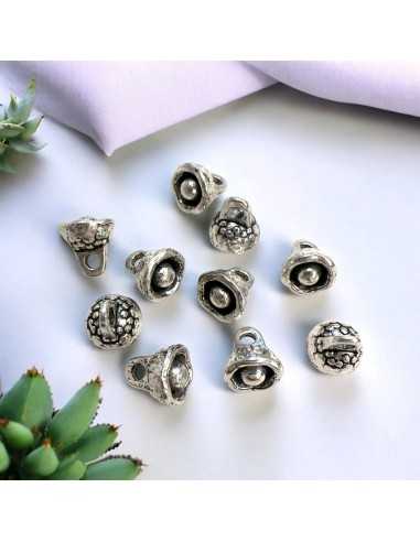 Ciondoli fantasia forati in lega di metallo argento 6.5x7.5 mm 10pz Gioie d'Oriente
