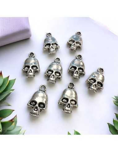 Ciondoli teschio argento 11x18 mm 8pz Gioie d'Oriente