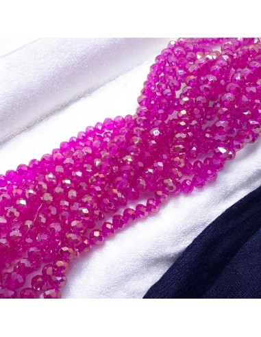 Filo di Mezzi Cristalli Fucsia AB Trasparente Rondelle Cipollotti 4x6mm Sfaccettati Briolette 42cm circa 84pz |GDO