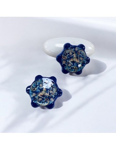 Tamburello in Ceramica blu con disegno di Trinacria Ø18mm 2pz | GDO