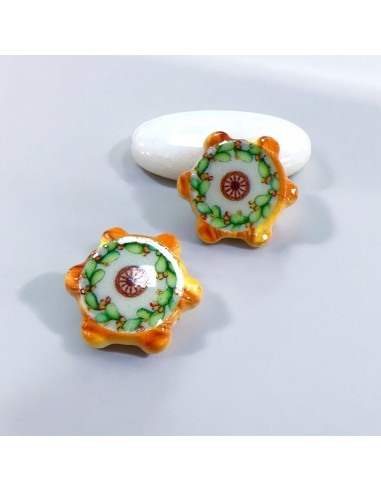 Tamburello in Ceramica gialla con disegno di ruota e cactus Ø18mm 2pz | GDO