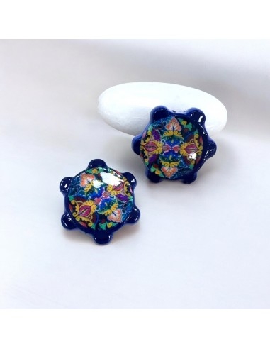 Tamburello in Ceramica blu con mandala colorato Ø18mm 2pz | GDO