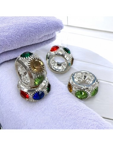 Distanziatore Strass mix Ottone colore argento foro 8mm 10x16mm 2pz | GDO