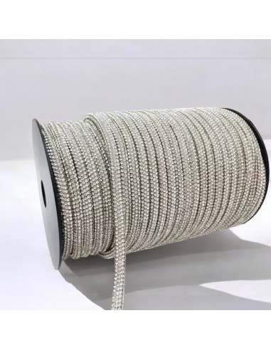 Cordino tubolare con strass colore bianco 1mt - Due spessori | GDO