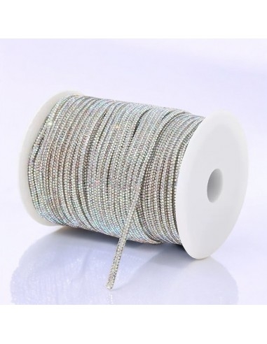 Cordino tubolare con strass colore bianco AB 1mt - Due spessori | GDO