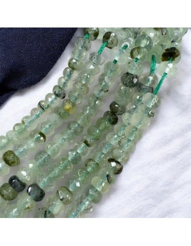 Filo prenite rondelle sfaccettate 7x5mm verde inclusioni nere 40cm | GDO