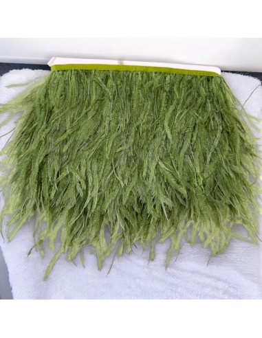 Frange in piume di struzzo verde olivastro 16cm x 20cm | GDO