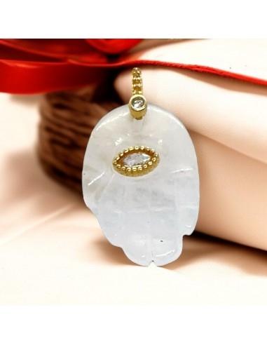 Ciondolo mano di Fatima in Quarzo e ottone con strass 18x33mm 1pz | GDO