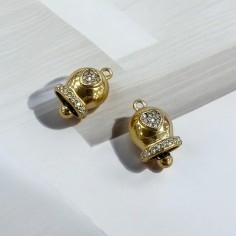 Ciondolo campanella in acciaio inox con strass 11x17 mm 1pz Gioie d'Oriente 2