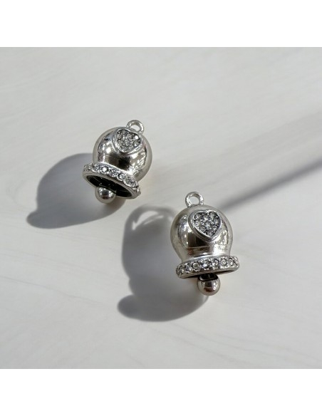 Ciondolo campanella in acciaio inox oro con strass 11x17 mm 1pz Gioie d'Oriente