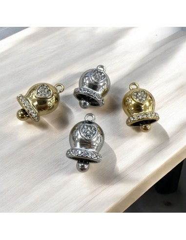 Ciondolo campanella in acciaio inox con strass 11x17 mm 1pz Gioie d'Oriente