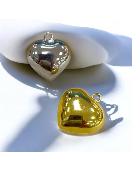 Sonaglio cuore chiama angeli in acciaio inox 25x28 mm 1pz Gioie d'Oriente
