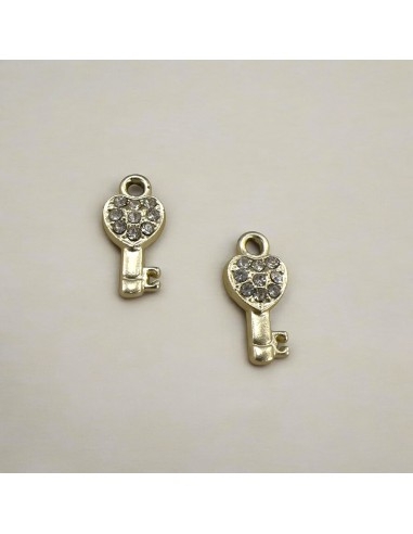 Ciondolo chiave con cuore in ottone finitura oro 19x8mm 1pz Gioie d'Oriente