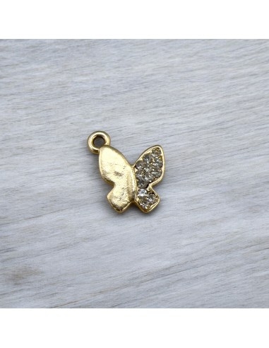 Ciondolo farfalla con strass in zama oro 15 mm 1pz Gioie d'Oriente