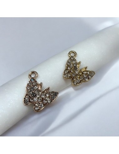 Ciondolo farfalla con strass in zama 16x18 mm 1pz Gioie d'Oriente