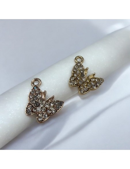 Ciondolo farfalla con strass in zama 16x18 mm 1pz Gioie d'Oriente