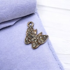 Ciondolo farfalla con strass in zama oro rosa 16x18 mm 1pz Gioie d'Oriente