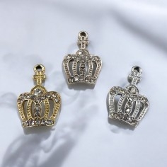 Ciondolo corona in zama con zirconi 14x21 mm 1pz Gioie d'Oriente