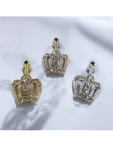 Ciondolo corona in zama con zirconi 14x21 mm 1pz Gioie d'Oriente