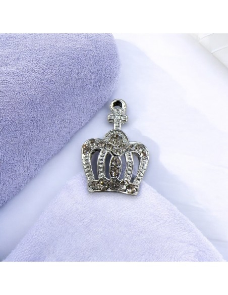 Ciondolo corona in zama con zirconi 14x21 mm 1pz Gioie d'Oriente