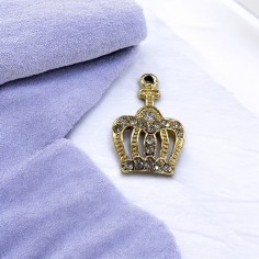 Ciondolo corona in zama con zirconi 14x21 mm 1pz Gioie d'Oriente 2