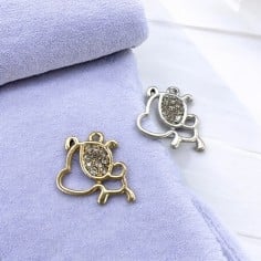 Ciondolo cagnolino in zama con zirconi 20 mm 1pz Gioie d'Oriente