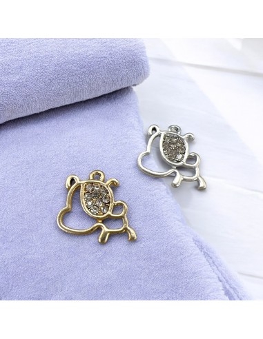 Ciondolo cagnolino in zama con zirconi 20 mm 1pz Gioie d'Oriente
